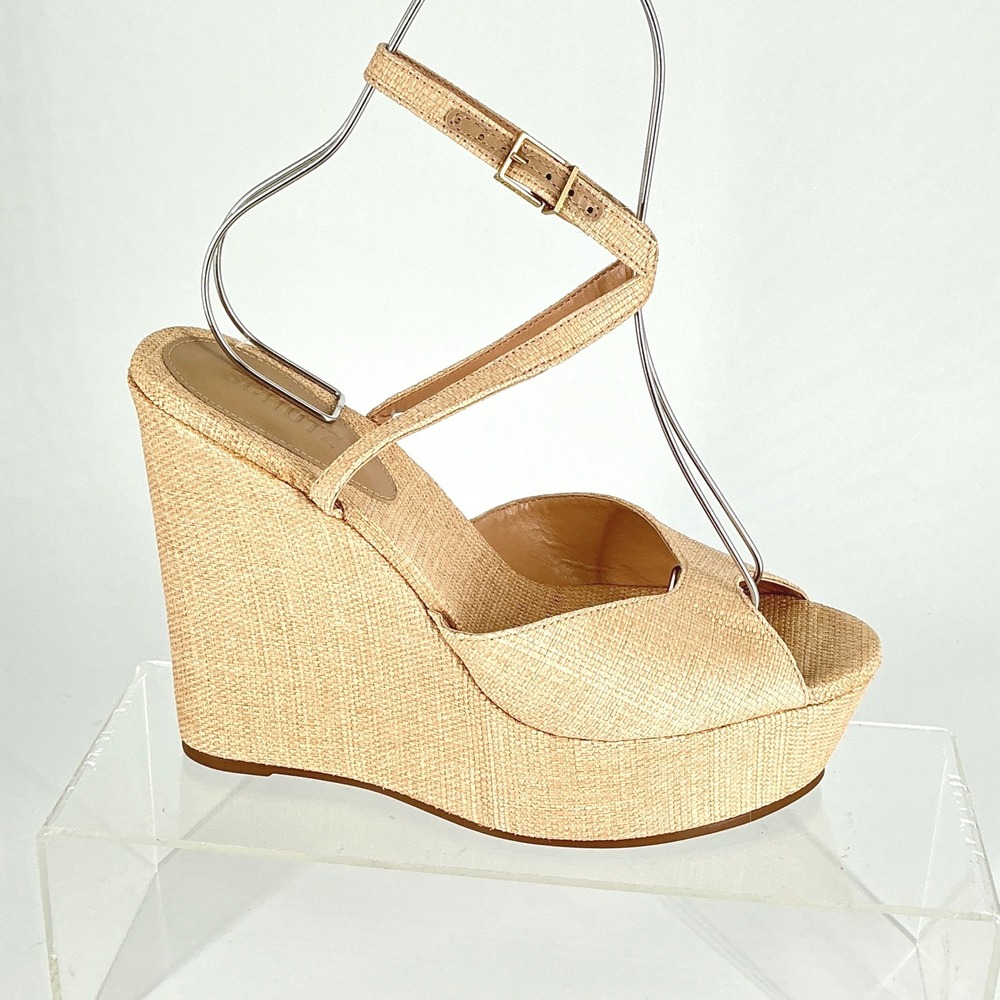 Schutz Size 11 Beige Straw Platform Wedge Sandals Heels NEW‎ Brazil Neith $178